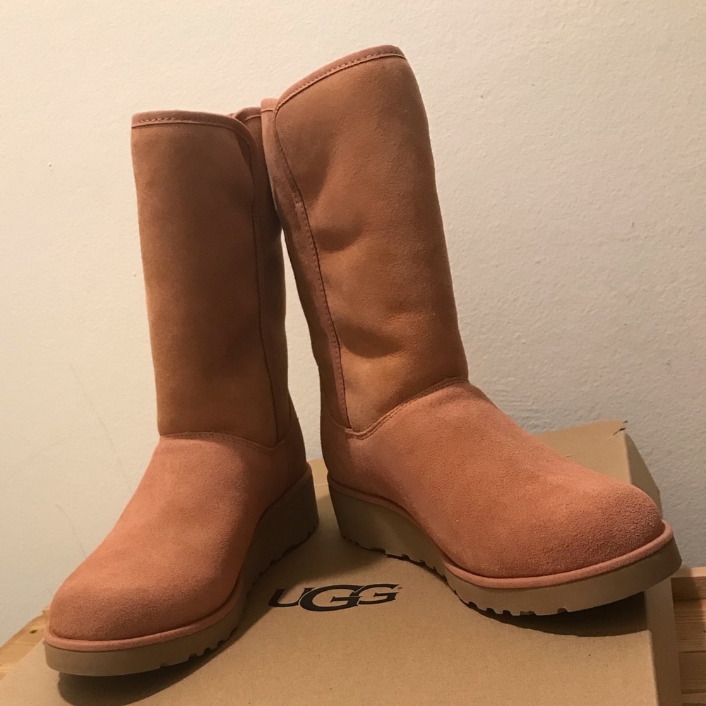 New!!! UGG Boots Peach Wedge heels Fur lining